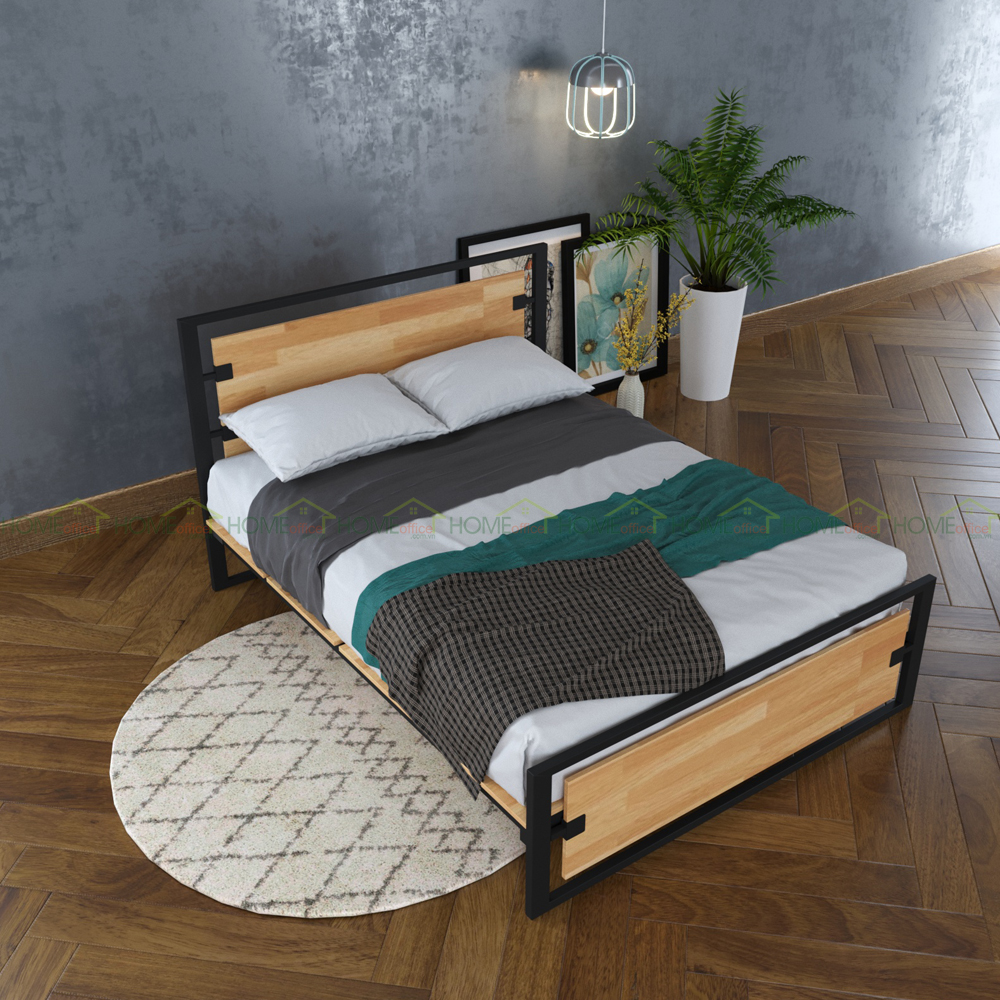 giường ngủ gỗ cao su hiện đại