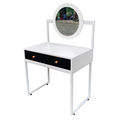 Bàn trang điểm gỗ cao su sơn trắng có gương - SFBTD010