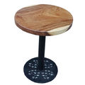 SFMT004 - Bàn cafe gỗ me tây tròn 60cm dày 5cm chân sắt