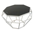 SFBT018 - Bàn Sofa Dimond khung trắng kính đen