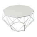 SFBT026- Bàn Sofa Dimond khung trắng mặt đá trắng