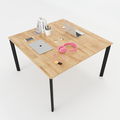 SFOV005 - Bàn làm việc cụm 2 chỗ ngồi cao su chân sắt Oval