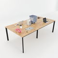 SFOV006 - Bàn làm việc cụm 4 chỗ ngồi gỗ cao su chân sắt Oval
