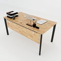 SFOV002 - Bàn làm việc giám đốc gỗ cao su chân sắt Oval lắp ráp