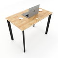 SFOV001 - Bàn làm việc gỗ cao su chân sắt Oval lắp ráp