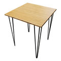 SFBCF003- Bàn Cafe vuông 60cm mặt gỗ tre chân sắt Hairpin