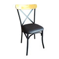 GCF001 - Ghế Cafe, ghế ăn khung sắt gỗ đít nệm đen