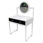 Bàn trang điểm gỗ cao su sơn trắng có gương - SFBTD010