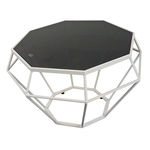 SFBT018 - Bàn Sofa Dimond khung trắng kính đen