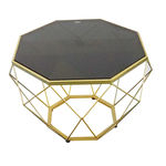 SFBT020 - Bàn Sofa Dimond khung màu vàng đồng mặt kính đen