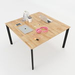 SFOV005 - Bàn làm việc cụm 2 chỗ ngồi cao su chân sắt Oval