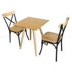 BFCBCF004 - Bộ bàn ghế cafe bamboo chân gỗ và ghế lưng sắt