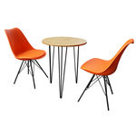 CBCF008 - Bộ bàn ghế cafe gỗ tre và 2 ghế nệm lưng nhựa
