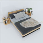 SFGN003 - Giường ngủ gỗ cao su viền gỗ Ferro