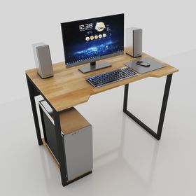 SFBLV002- Bàn vi tính có kệ CPU gỗ cao su chân sắt (1mx60cmx75cm)