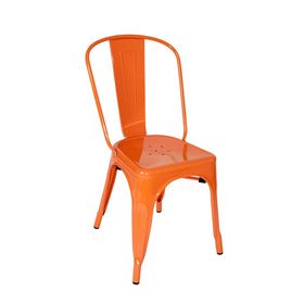 Ghế cafe tolix thấp có tựa lưng màu cam