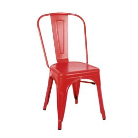 Ghế cafe tolix thấp có tựa lưng màu đỏ
