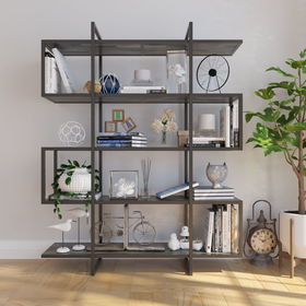 Kệ sách trang trí khung sắt 5 tầng gỗ cao su -SFKS010