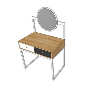 Bàn trang điểm gỗ cao su khung chân sắt gương tròn SFBTD003