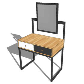 Bàn trang điểm gỗ cao su chân sắt gương chữ nhật SFBTD002