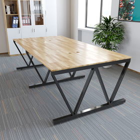 SFVC006 - Bàn cụm 4 chỗ ngồi gỗ cao su chân sắt chữ V