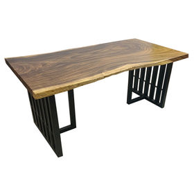 SFMT019 - Bàn gỗ Me Tây 80x160cm dày 5cm chân sắt