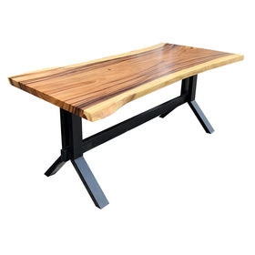 SFMT013 - Bàn gỗ Me Tây 80x160cm dày 5cm chân sắt lớn