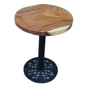 SFMT004 - Bàn cafe gỗ me tây tròn 60cm dày 5cm chân sắt