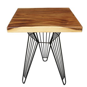 SFMT005 - Bàn cafe gỗ me tây VUÔNG 60cm dày 5cm chân sắt