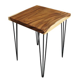 SFMT006 - Bàn cafe gỗ me tây VUÔNG 60cm dày 5cm chân Hairpin