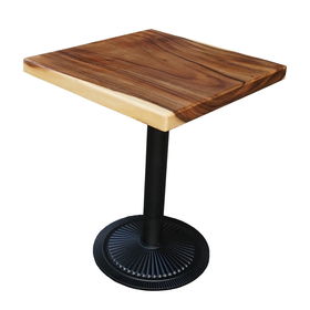 SFMT009 - Bàn cafe gỗ me tây VUÔNG 60cm dày 5cm chân sắt đế gang đúc