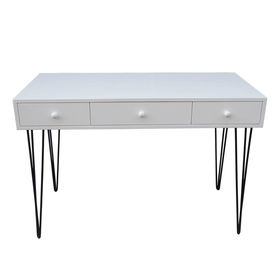 SFBHK002- Bàn 3 hộc kéo gỗ cao su sơn trắng chân Hairpin (60x120x75cm)