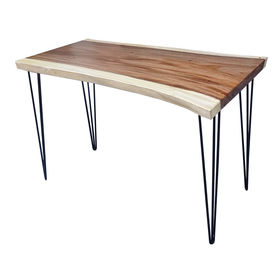 SFMT014 - Bàn gỗ Me Tây 60x120cm dày 5cm chân sắt Hairpin
