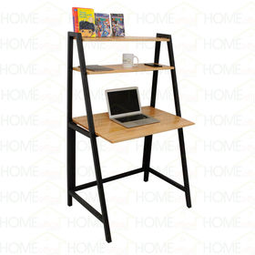SFBK009 - Bàn làm việc kết hợp kệ gỗ cao su khung sắt chữ A