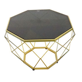 SFBT020 - Bàn Sofa Dimond khung màu vàng đồng mặt kính đen