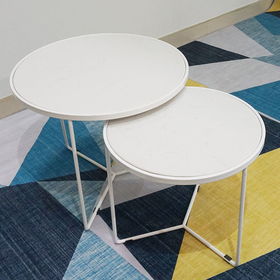 SFBT009 -Bộ 2 bàn Sofa chân tia chớm sơn trắng mặt đá trắng