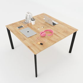 SFOV005 - Bàn làm việc cụm 2 chỗ ngồi cao su chân sắt Oval
