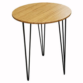 SFBCF002- Bàn Cafe tròn 60cm gỗ TRE ÉP chân Hairpin