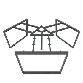 SFTC121 - Chân bàn cụm 3 chỗ sắt 25x50 lắp ráp hình thang cân