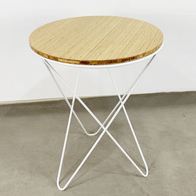 SFBCF030 - Bàn cafe gỗ TRE tròn 60cm chân sắt V xéo