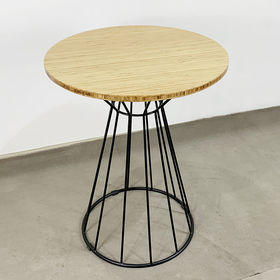 SFBCF033 - Bàn cafe gỗ TRE tròn 60cm chân sắt cổ lỏ nhỏ