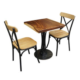 CBCF011 - Bộ bàn cafe gỗ me tây và 2 ghế tỷ tôm