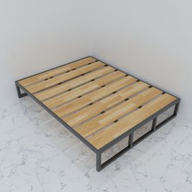 SFGN005 - Giường ngủ đôi gỗ cao su khung sắt lắp ráp