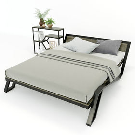 SFGN011 - Giường ngủ Belly khung sắt gỗ cao su