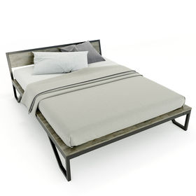 SFGN015 - Giường ngủ đôi ROBO gỗ cao su khung sắt lắp ráp