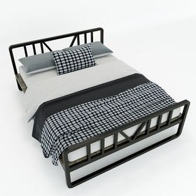 SFGN016 - Giường ngủ đôi DEMON gỗ cao su khung sắt lắp ráp