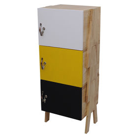 SFTCN001 - Tủ cá nhân 3 tầng có khóa cửa tủ xếp chồng gỗ cao su