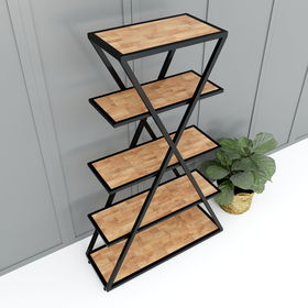Kệ khung sắt chữ X 5 tầng gỗ cao su - SFKS022