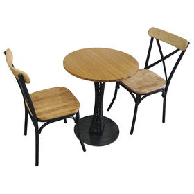 BFCBCF001 - Bộ bàn ghế CAFEBAMBOO chân hoa văn đứng và ghế lưng sắt