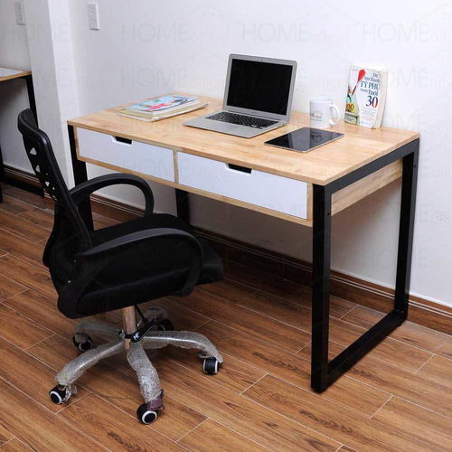 SFBHK005 - Bàn làm việc 2 hộc kéo gỗ cao su chân sắt hộp ( 1200x600x750mm)